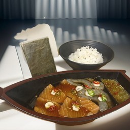 เซ็ทแซลมอน&กุ้งสาหร่ายแบบแผ่น