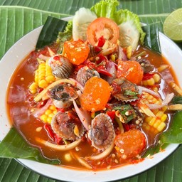 ยำหอยแครง+ไข่แดงเค็ม