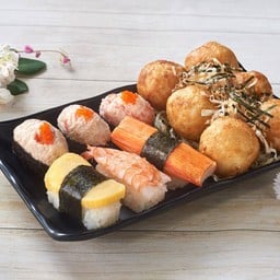 ซูชิ 6 ชิ้น ทาโกยากิ 6 ลูก