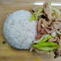 ผัดพริกหยวกไก่+โค้ก