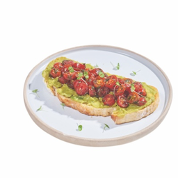 V2 Avo & tomato on Toast ขนมปังหน้าอโวคาโดและมะเขือเทศ