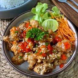 ไก่ทอดราดซอสมะนาว
