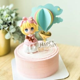 ครึ่งปอนด์ เค้กสาวน้อยบอลลูน ครีมสีชมพู แถมป้ายในรูป