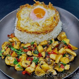 ข้าวกะเพราเห็ด(ออรินจิ+แชมปิญอง) ไข่ดาว