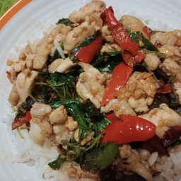 กะเพราไก่ ราดข้าว