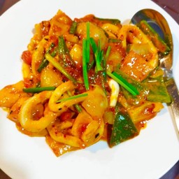 ปลาหมึกผัดไข่เค็ม(กับข้าว)
