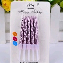 เทียนสั้น สีชมพูเมทาลิค 10 แท่ง