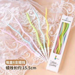 เทียนเกลียว สีพาสเทล(6แท่ง)