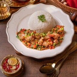 K52. ข้าวคั่วพริกเกลือหมูสามชั้น