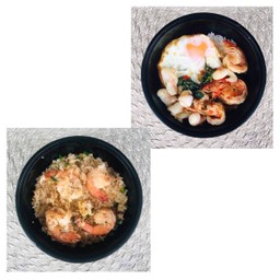 [เซตสุดฮิต] กะเพราหมึกกุ้ง + ข้าวผัดกุ้ง