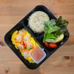 ไข่ข้นกุ้งราดซอสสุกี้(คลีน)