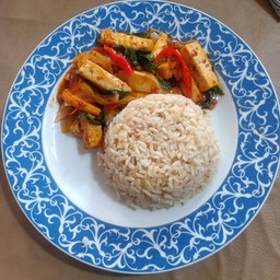 พริกเผาหมูเจราดข้าว Vegan