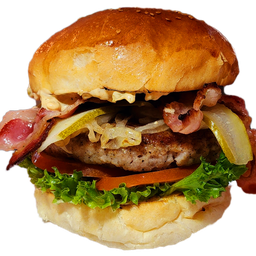 Fat Pig Burger- Pork, Bacon, Pickles, Big Mac sauce