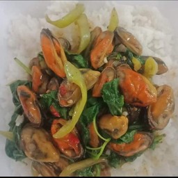 กระเพราหอยแมงภู่