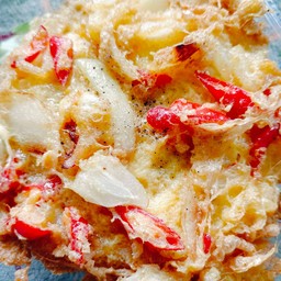 ข้าวไข่เจียวทรงเครื่อง(พริก+หอมใหญ่+โหระพา)(ไข่2ใบ)