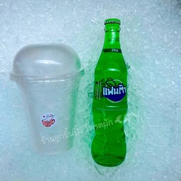 น้ำเขียว + แก้วน้ำแข็ง