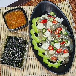 กุ้งดองน้ำปลากวน+สาหร่าย+น้ำจิ้มรสแซ่บ