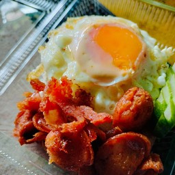 [อร่อยซ่ากับโค้ก] ข้าวไข่ดาว+กุนเชียง(1เเท่ง) +  โค้ก ออริจินัล (ขวด) 