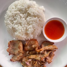 ข้าวหมูกะเทียมกรอบ