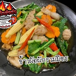 ผัดผักรวมมิตร หมูเป็นกับข้าว