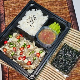 Set ข้าวกุ้งดองน้ำปลากวน [สาหร่ายกรอบ1-น้ำจิ้ม1-ข้าวญี่ปุ่น]