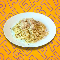 สปาเก็ตตี้ไวท์ซอสไก่ spagehtti creamy white sauce with chicken