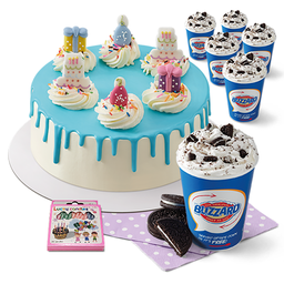 Set C : 1 Happy Birthday Sugar Decor Ice Cream Cake 2019 + 6 Oreo® Blizzard® Treat Small size + Candle