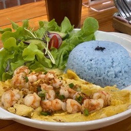 ข้าว ไข่ข้นกุ้งเนยกระเทียม