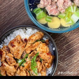 กะเพราหมูชิ้น