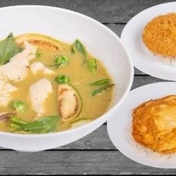 ข้าวไข่เจียว+แกงเขียวหวาน