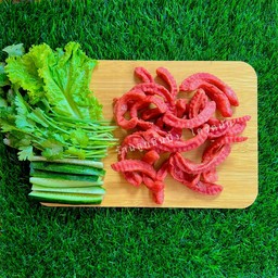 ฮอทดอกแดงทอด ( ฟรายส์ ชุดเล็ก )