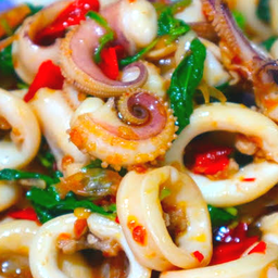 กะเพราปลาหมึก(กับข้าว)