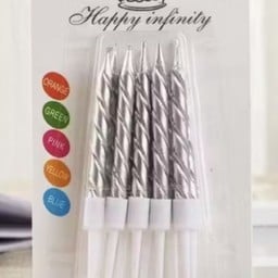 เทียนวันเกิดเกลียวสั้นสีเงิน