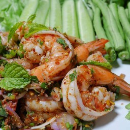 ลาบกุ้งราดข้าว