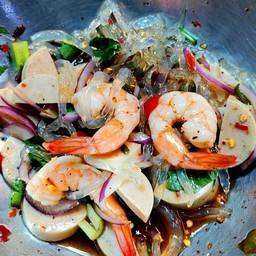 ยำเส้นแก้วกุ้ง+ไก่ยอ