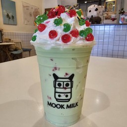 แคนตาลูปนมสดปั่นเยลลี่+วิป+เยลลี่