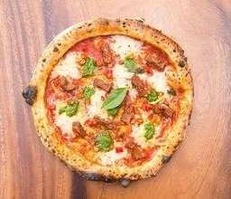 Spicy Vegan Sausage Kra Prow Pizza Slice