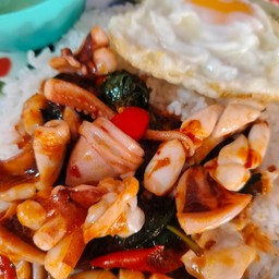 หมึกผัดพริกเผา+ไข่ดาว