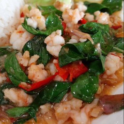 ผัดกุ้งสับโหระพา