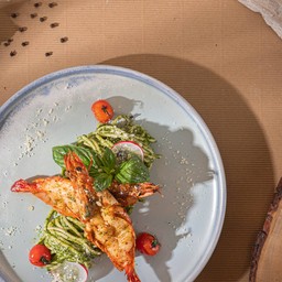 Spaghetti Pesto Tiger Prawn