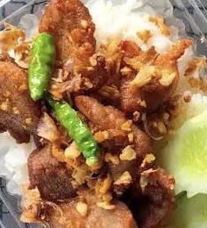 ข้าว..หมูกระเทียมพริกสด