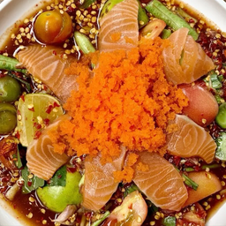 เหลาแซลมอลไข่กุ้งท่วม