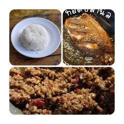 ข้าว+ปลานิลทอด+น้ำพริกมะขาม