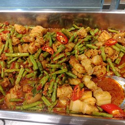 ถั่วผัดพริกขิง+ข้าว