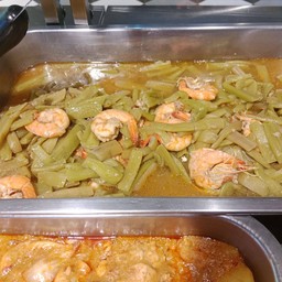 ผัดสายบัวกุ้ง+ข้าว