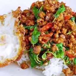 ข้าวกล่อง + กะเพราหมูสับ (Minced Pork Holy Basil Rice)