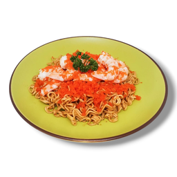บะหมี่แห้งไข่กุ้ง กุ้งสด