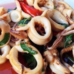กระเพราปลาหมึก (กับข้าว)
