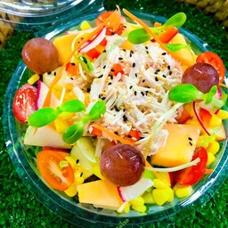 สลัดผักผลไม้อกไก่ฉีก