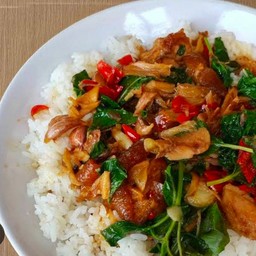 กระเพราหมูสามชั้นตุ๋น